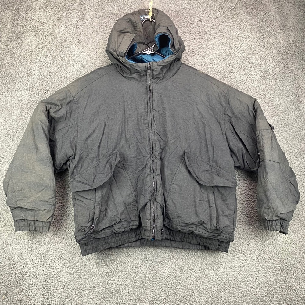 TOMA‎ Vintage Hooded Jacket Mens L 14-16 Black Puffer Bomber Nylon